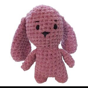 Handmade Crochet Pink Bunny-Chenille Yarn Amigurumi, 6 Inch, Cute Gift for Kids